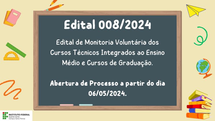 Edital 008/2024 - Monitoria Voluntária
